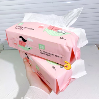 XIXI Bộ 50 Khăn Mặt Dùng Một Lần Chất Liệu Cotton Không Dệt Mềm Mại Tự Nhiên NO.GJ-27