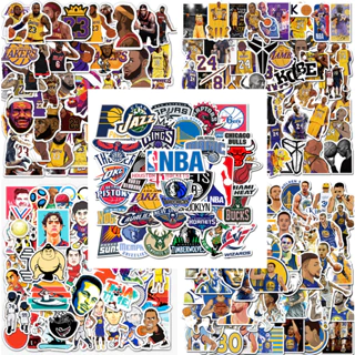 Bộ 50 Miếng Dán Trang Trí Xe Hơi Chống Thấm Nước Hình Logo Đội Bóng Rổ NBA Vui Nhộn DIY