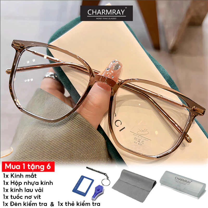 Mắt kính Charmray TR90 K64 siêu nhẹ phong cách trẻ trung cao cấp thời trang dành cho nữ