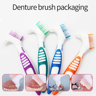 Bàn Chải Đánh Răng Giả Nhiều Lớp Tay Cầm Cao Su Chống Trượt Tiện Dụng   Denture Brush