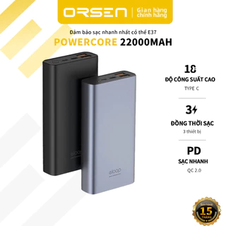 Pin Dự Phòng Orsen E37 22000mAh QC3.0 | Bộ Sạc Nhanh PD 18W Sạc Nhanh + PD + Sạc Nhanh | Túi Đựng Nguồn Đầu Ra Loại C Chất Lượng Cao 100%