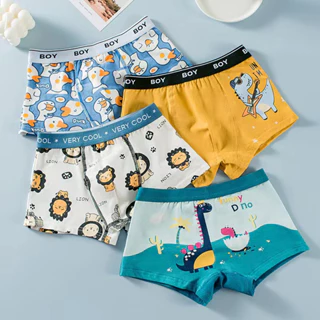 Bộ 4 Quần Lót Boxer Cotton Họa Tiết Hoạt Hình Dễ Thương Cho Bé Trai