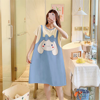 Váy Ngủ	Pyjama Đầm Ngủ Mỏng Tay Ngắn Dễ Thương Thời Trang Mùa Hè Cho Bạn Gái luyoo32