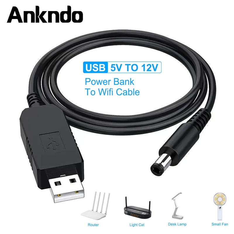 Dây cáp cấp nguồn Ankndo chuyển đổi wifi 5V sang DC 9V/ 12V