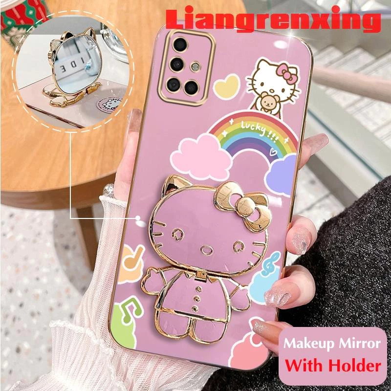 ốp lưng Ốp Điện Thoại silicone Mềm Chống Sốc Mạ Điện In Hình Mèo Hello Kitty Cho samsung a51 samsung a71 DDXKT01  viền vuông cute