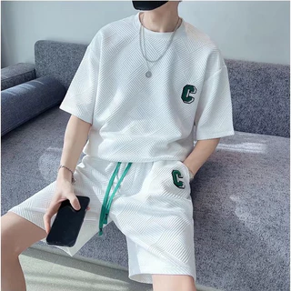 Bộ Đồ Thể Thao Nam Áo Thun Tay Ngắn Phối Quần Short Dáng Rộng Phối Dây Rút Thời Trang Hàn Quốc Cho Unisex Quần Áo Bigsize Simple Áo Thun Nam Tay Lỡ Và Quần Lửng