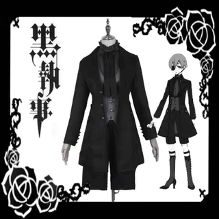Black Butler Ciel Phantomhive Sebas Cosplay Costume plus size Halloween Devil Uniform Anime Man and Woman Suit+Accessories+wig