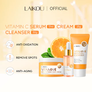 Bộ 3 Sản Phẩm Chăm Sóc Da LAIKOU Chứa Vitamin C Giúp Dưỡng Ẩm Và Làm Sáng Da