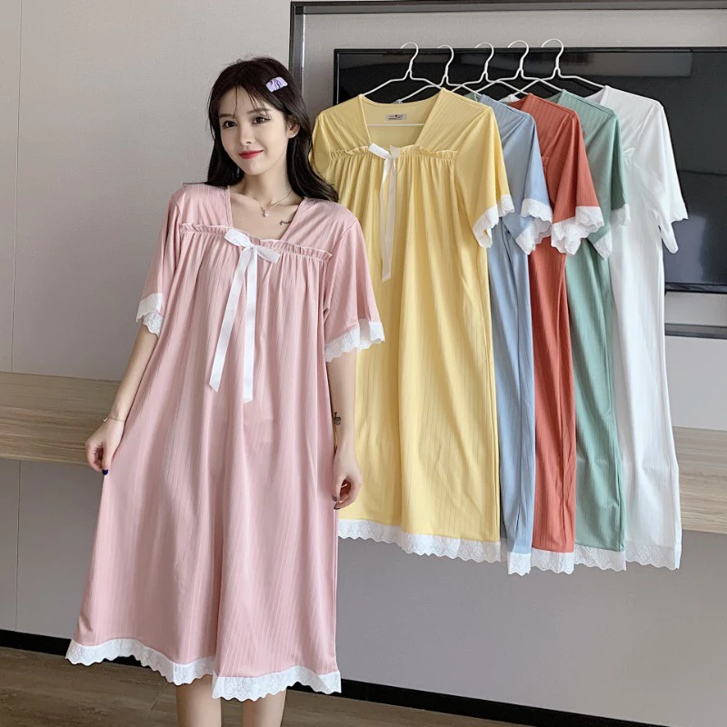 Đầm Ngủ Mỏng Mùa Hè Dáng Suông Tay Cộc Phong Cách Nhật Bản Cho Nữ Mã Lff0728