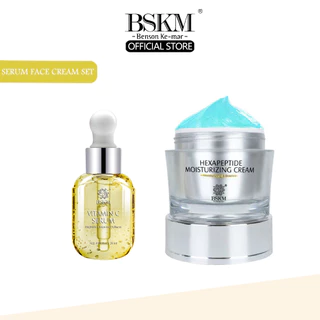 Set mỹ phẩm BSKM serum dưỡng trắng da vitamin C 28ml và kem dưỡng ẩm chống lão hóa hexapeptide 35g chăm sóc da mặt