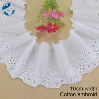 10cm Rộng 100% cotton Ren Cạnh Thêu Ren diy trims mini Đầm Ren Ruy Băng Quần Áo Phụ Kiện 4247