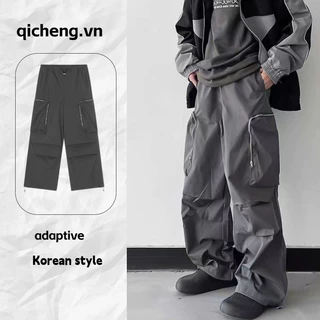 Quần hip hop Có Túi Lớn Và Khóa Kéo quần túi hộp nam Phong Cách Hàn Quốc quần ống rộng Nam Nữ cargo pants