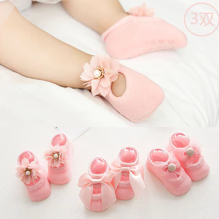 1 Đôi Tất Cotton Chống Trượt Đính Nơ Dễ Thương Cho Bé