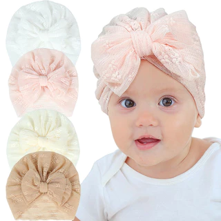 Baby turban soft elastic hat bowknot hairband summer kids gilr hair phụ kiện
