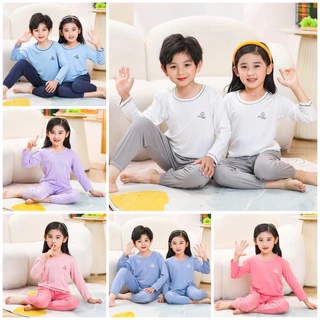 Bộ đồ ngủ mùa xuân cho trẻ em 110-170cm modal cotton dài tay t-shirt + quần đuôi dài bộ đồ ngủ cho mùa xuân hè