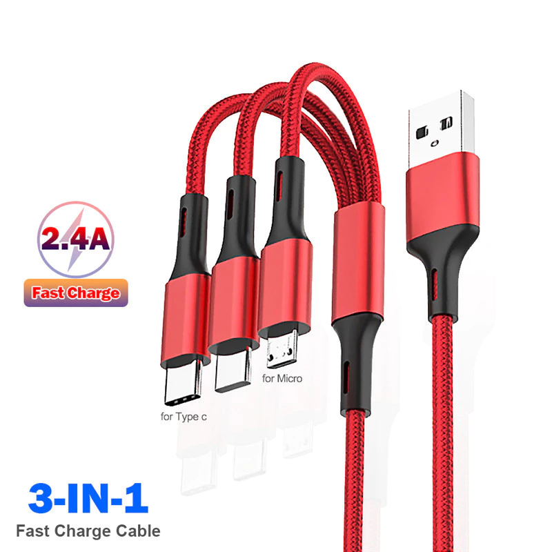 Cáp sạc nhanh 8-pin mini usb 3-in 1 type-c cắm 3 trong1 cáp sạc nhanh loại c bộ sạc micro nhiều dây sạc usb điện thoại di động dây nhiều cổng usb cho xiaomi iphone