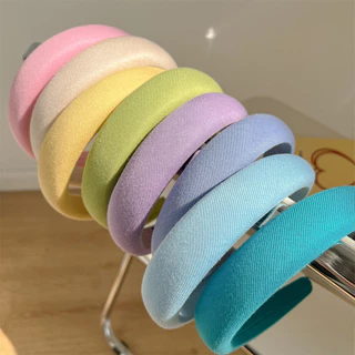 Băng Đô Cài Tóc Bằng Xốp Bản Rộng Màu Macaron Phong Cách Hàn Quốc Thời Trang Cho Nữ