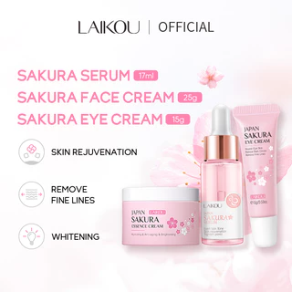 Bộ chăm sóc da LAIKOU Sakura Cherry Blossoms Serum Kem dưỡng da mặt Kem dưỡng ẩm chống nhăn Giảm túi mắt [Không tàn nhẫn]