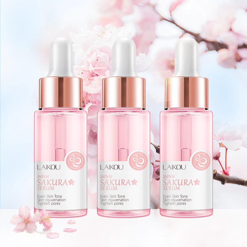 Laikou Sakura Serum Thu Nhỏ Lỗ Chân Lông Trẻ Hóa Da Loại Bỏ Mụn Điều Trị Tinh Chất Làm Trắng Da 17ml * 3 Cái