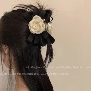 Camellia hair grab bow kẹp tóc của phụ nữ back head bun hair kẹp phụ kiện tóc hàn quốc