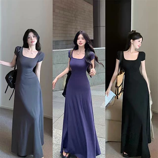 Đầm Body Nữ Tay Ngắn Cổ Vuông, Đầm Nữ Dáng Dài Diamond Dress ( có bigsize)