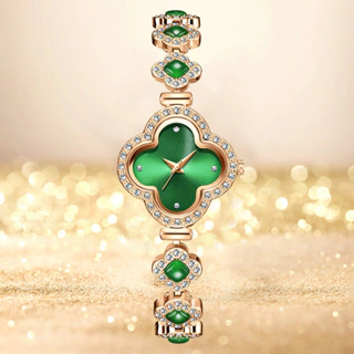 Crystal rhinestone women's four leaf watch quartz flower đồng hồ đeo tay nữ vòng tay trang sức thời trang thương hiệu hàng đầu sang trọng