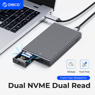 Thiết Bị Kết Nối Ổ Cứng ORICO M.2 NVME Dual-Bay USB C Sang NVME SATA M2 SSD M Key Hỗ Trợ 8TB