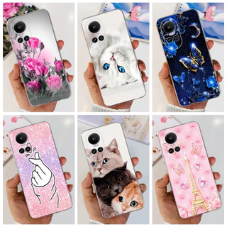 Oppo reno 10 cph2531 / reno 10 pro cph2525 / reno 10 pro + cph2521 fashion flower cat painted soft silicone tpu case