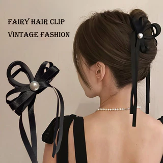 Fairy bowknot kẹp tóc ballet art streamer kẹp tóc phong cách ngọt ngào kẹp tóc cho phụ nữ cô gái phía sau đầu buộc tóc kẹp tóc thời trang phụ kiện tóc