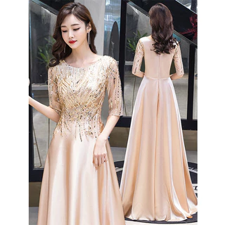 Choir performance dress long skirt 2023 new style middle-aged elderly students host command recitation evening dress