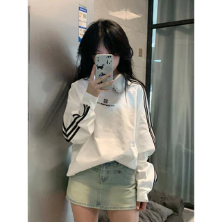 Áo sweater Nuryd 100% cotton dáng rộng thời trang thu đông retro kiểu Mỹ cho nữ