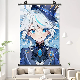 Genshin impact focalors vải tường cuộn trang trí nội thất anime poster 20 * 30cm quà tặng cosplay