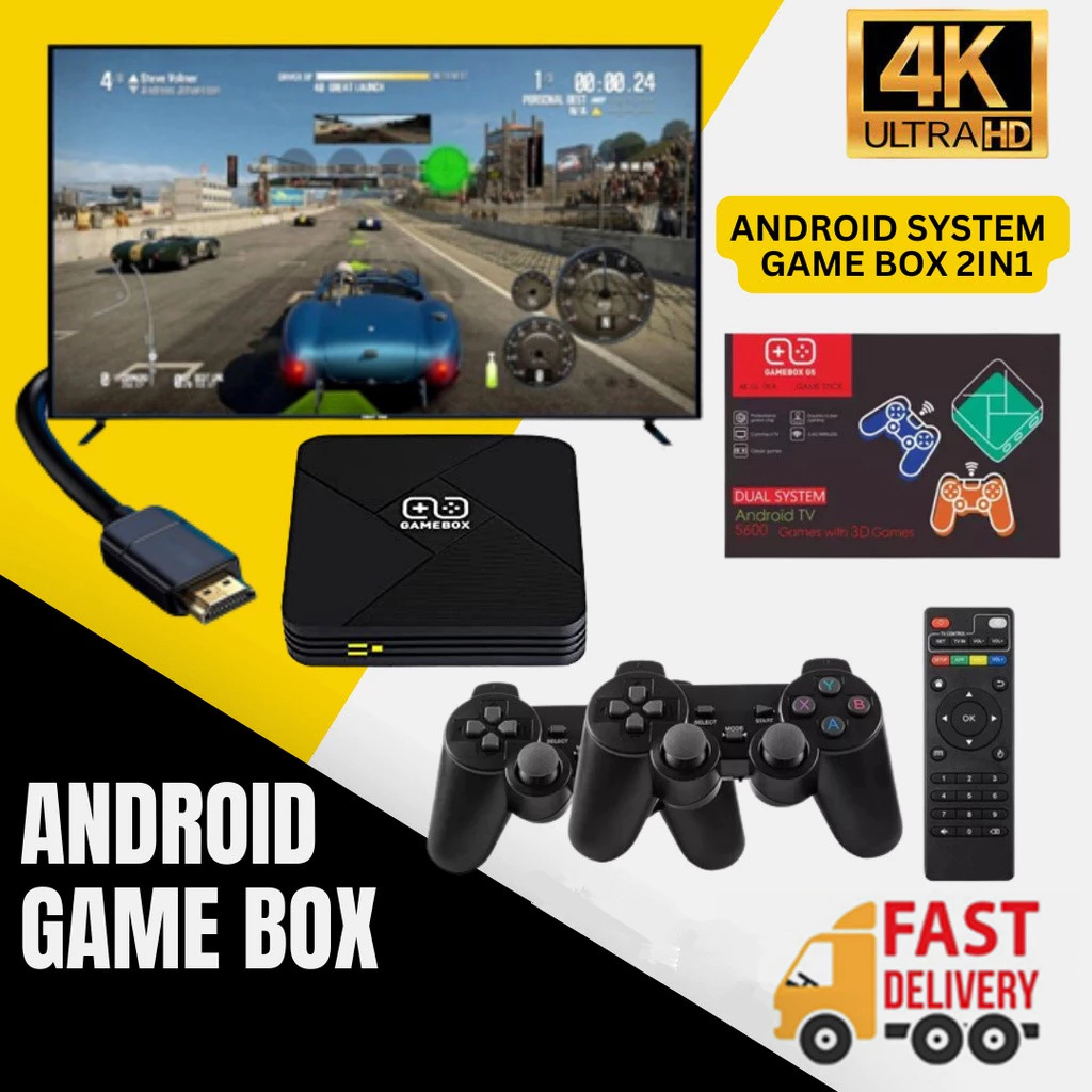 2 trong 1 android tv box + video game console g5 30k games 4k hd console không dây retro classic game stick gaming box