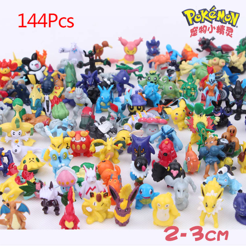 144 cái / bộ 2-3 cm anime pokemon pikachu charizard psyduck gengar snorlax eevee squirtle lot mini q phiên bản pvc action figures mô hình búp bê đồ chơi trẻ em quà tặng