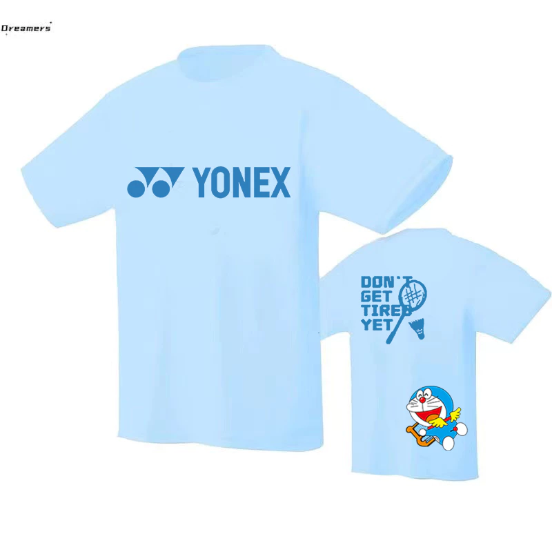 2023 mùa hè mới áo cầu lông yonex thi đấu thể thao nam và nữ huấn luyện nhanh khô thoáng khí áo sơ mi văn hóa hoạt hình doraemon