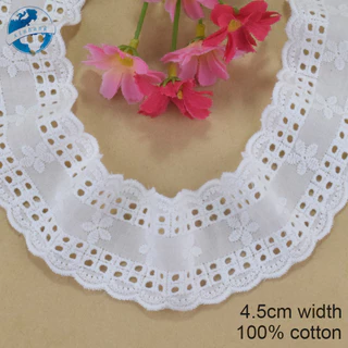 4.5cm Rộng 100% cotton Ren Cạnh Thêu Ren diy trims mini Đầm Ren Ruy Băng Quần Áo Phụ Kiện 4248