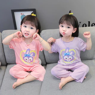 Terno Bộ Đồ Ngủ cotton Gồm Áo Thun In Hình Thỏ stella lou bunny + Quần Dài Dễ Thương Cho Bé Gái