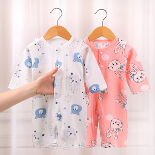 Áo liền quần cotton dễ thương cho bé đồ ngủ dài tay cho bé