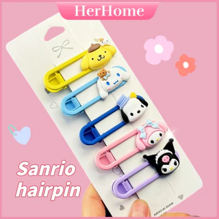 2 cái / bộ kẹp tóc sanrio dễ thương kuromi cinnamoroll kim loại bên tóc kẹp cho trẻ em h0026