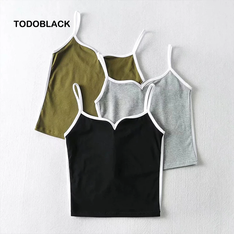 Áo croptop hai dây TODOBLACK dệt kim thời trang mùa hè cho nữ