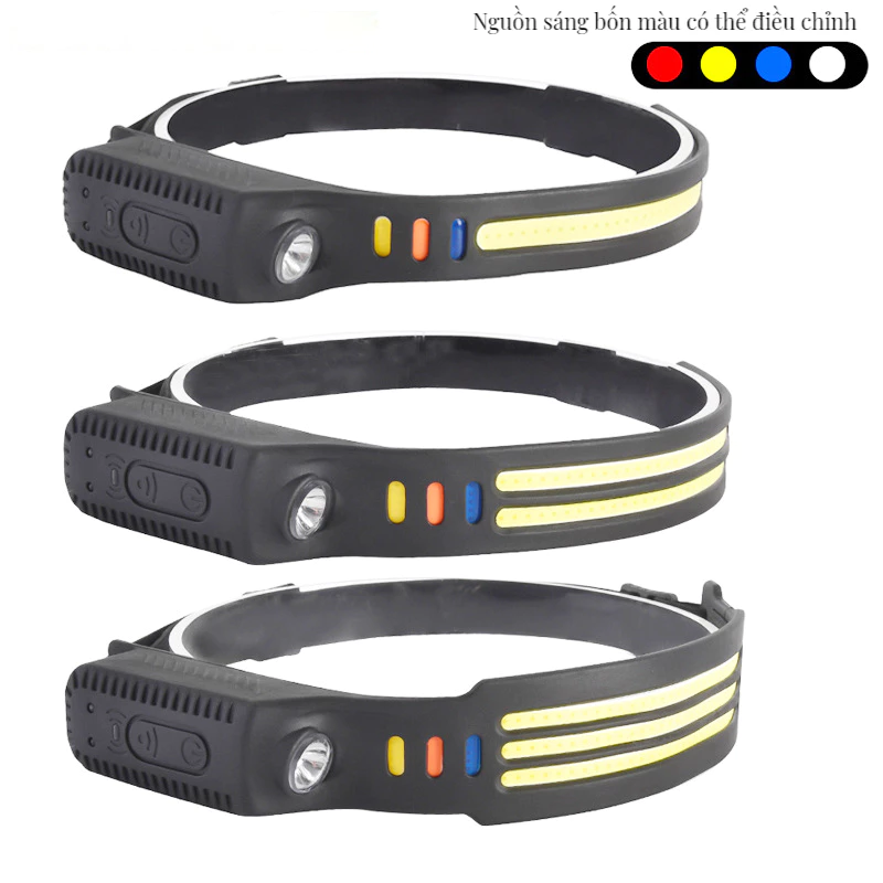 (Giao Hàng Nội Địa) Đèn Pha Cảm Biến silicone new type-c Cho Câu Cá / Đạp Xe / Câu Cá Ngoài Trời / Vàng / Xanh Dương / Trắng