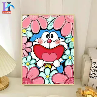 Hamlet【20*30cm】Có khung/Doraemon/gấu dâu tây/tranh tô màu theo số/tranh trang trí acrylic hoạt hình dễ thương thủ công