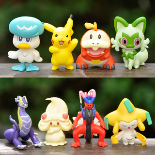 8 cái / bộ 5 cm anime pokemon scarlet and violet hình pikachu jirachi sprigatito fuecoco quaxly koraidon miraidon q phiên bản pvc action figures mô hình búp bê đồ chơi