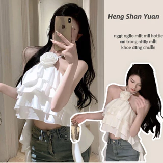 Áo Thun Hai Dây Viền Bèo Thời Trang Mùa Hè Cho Nữ