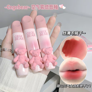 Gege bear Lip Gloss Độ bão hòa thấp Matte Mist Nude Lip Gloss White Lip Mud Son môi chống thấm nước lâu trôi và chống mồ hôi Son môi gx1079