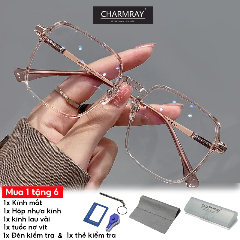 Kính mát CHARMRAY TR90 gọng vuông chống bức xạ cho nam nữ