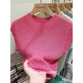 ZHELIHANGFEI Áo Sweater Ngắn Không Tay Phong Cách Thời Trang Mới 2023