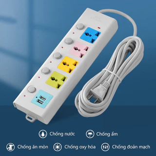 Ổ Cắm Điện USB Đa Năng Cao Cấp Chống Giật Dây Dài 4m, 2 Cổng Cắm USB Có Chốt An Toàn Tiện dụng - DL