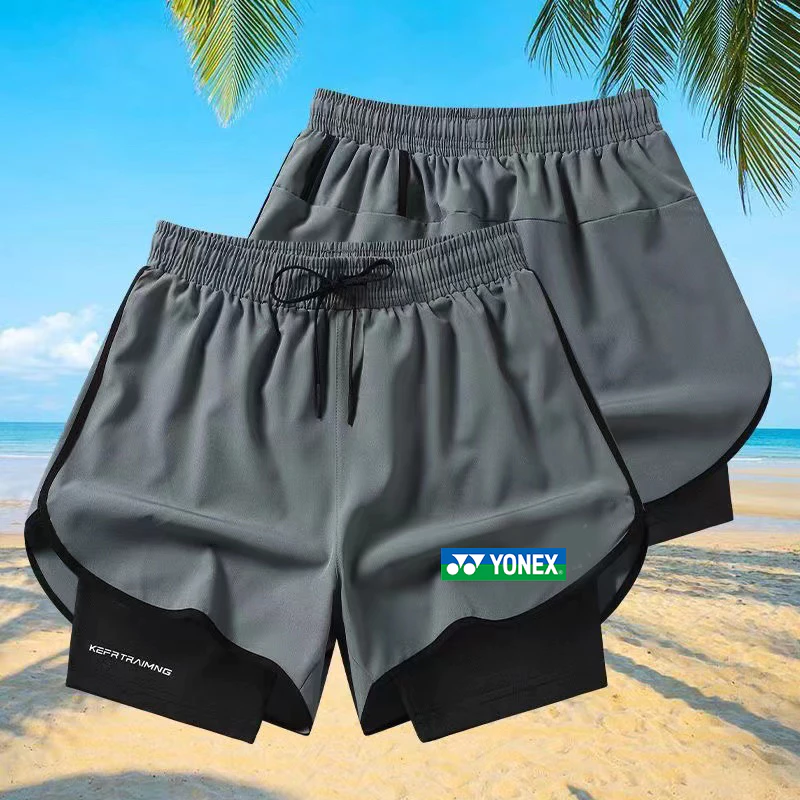 Mới Quần Short Thể Thao Hai Lớp Chống Chói Nhanh Khô Thoáng Khí Thoải Mái Cho Nam Nữ