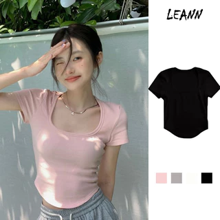 Áo Thun Croptop Nữ Ngắn Tay Cổ Chữ U Lệch Vai Thời Trang Mùa Hè Hàng Mới HZFWC5545